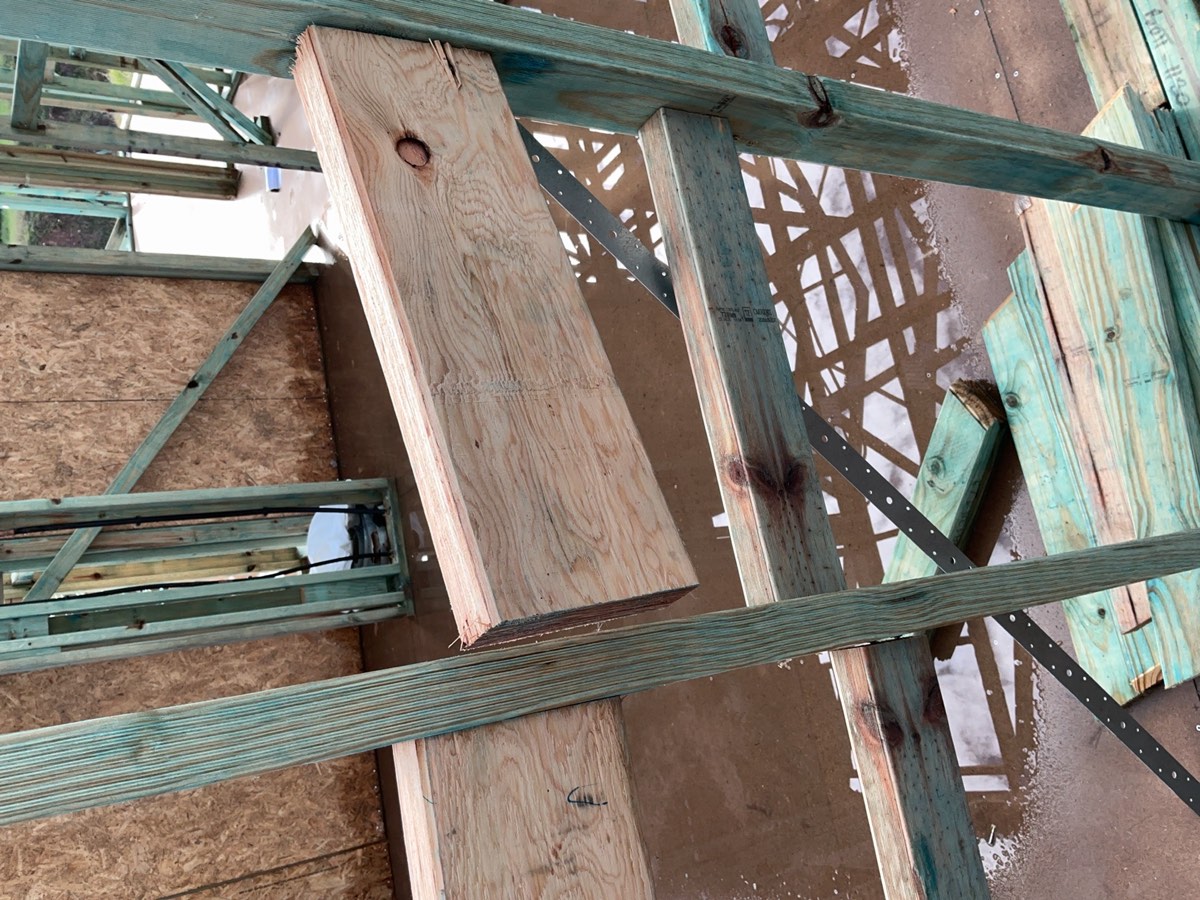 Unsecured and removed noggings, recorded during a frame inspection in Austral